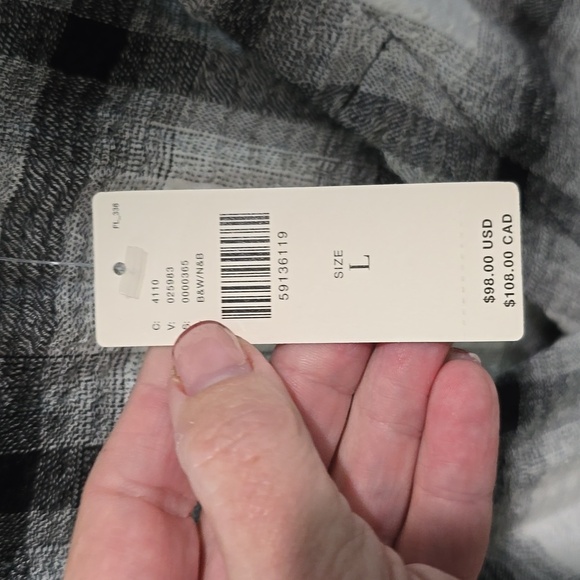 NWT black and white plaid long sleeve shirt - Picture 2 of 5
